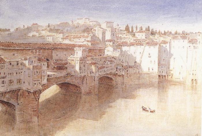 Albert goodwin,r.w.s Ponte Vecchio Florence France oil painting art